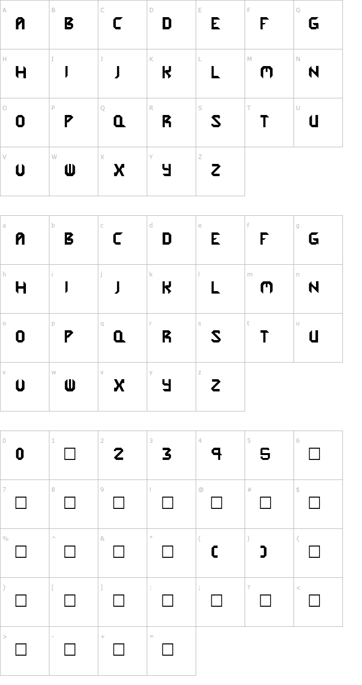 Character Map Cybergenics Font