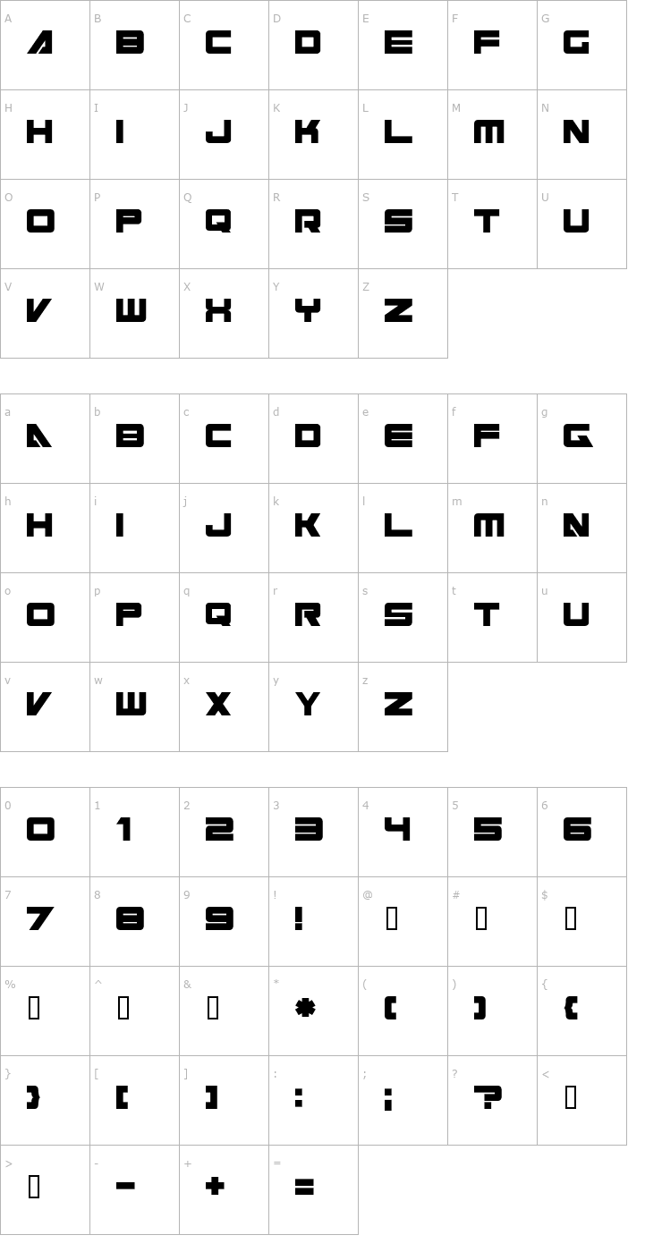 Character Map Cyberspace Font