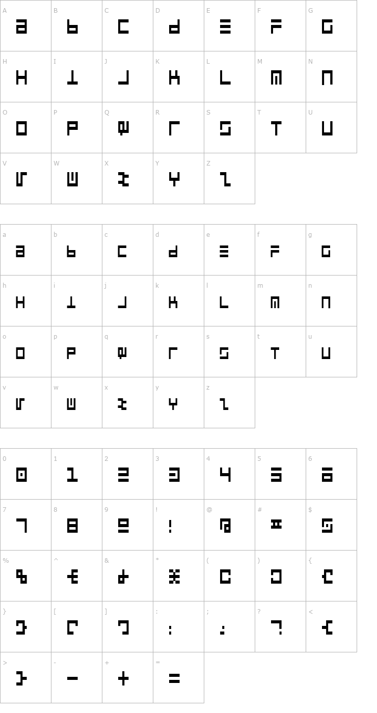 Character Map CyberspeakCondensed Font