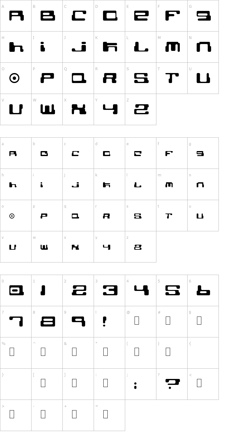 Character Map Cybertown Subterranean Font