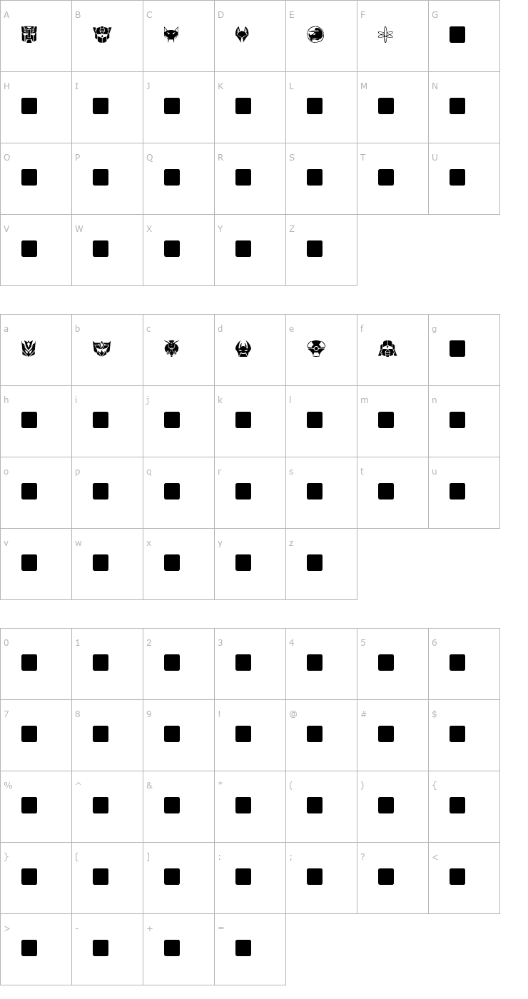 Character Map Cybertron Generations Normal Font