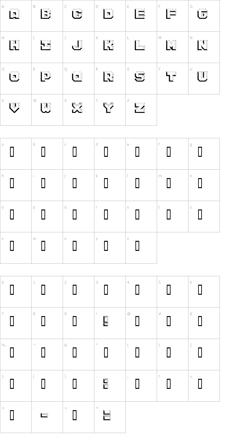 Character Map Cyborg Font