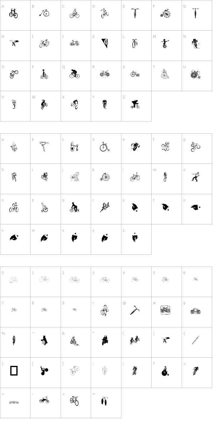 Character Map Cycling Font