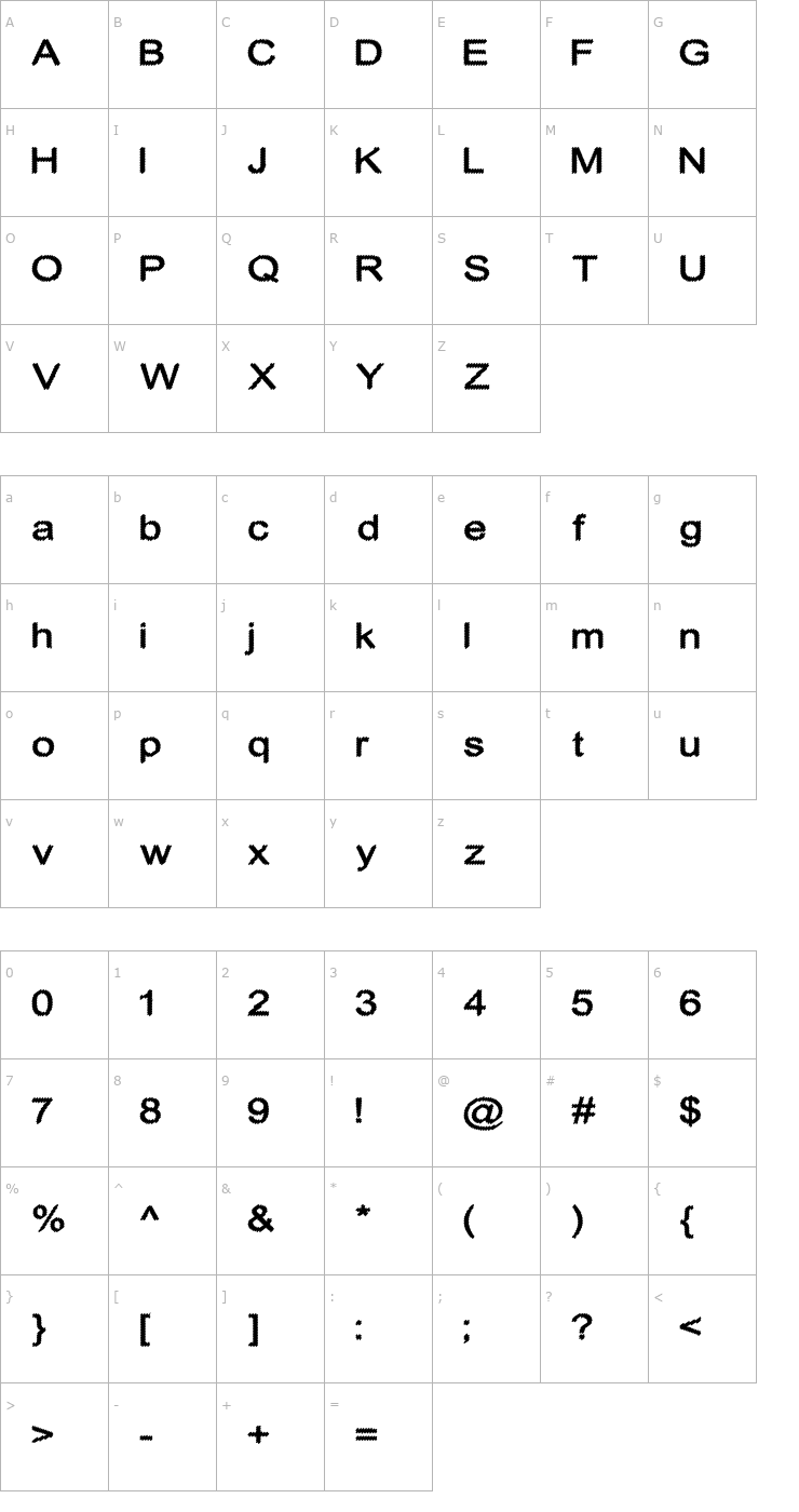 Character Map Cylonic Crossdraft Font