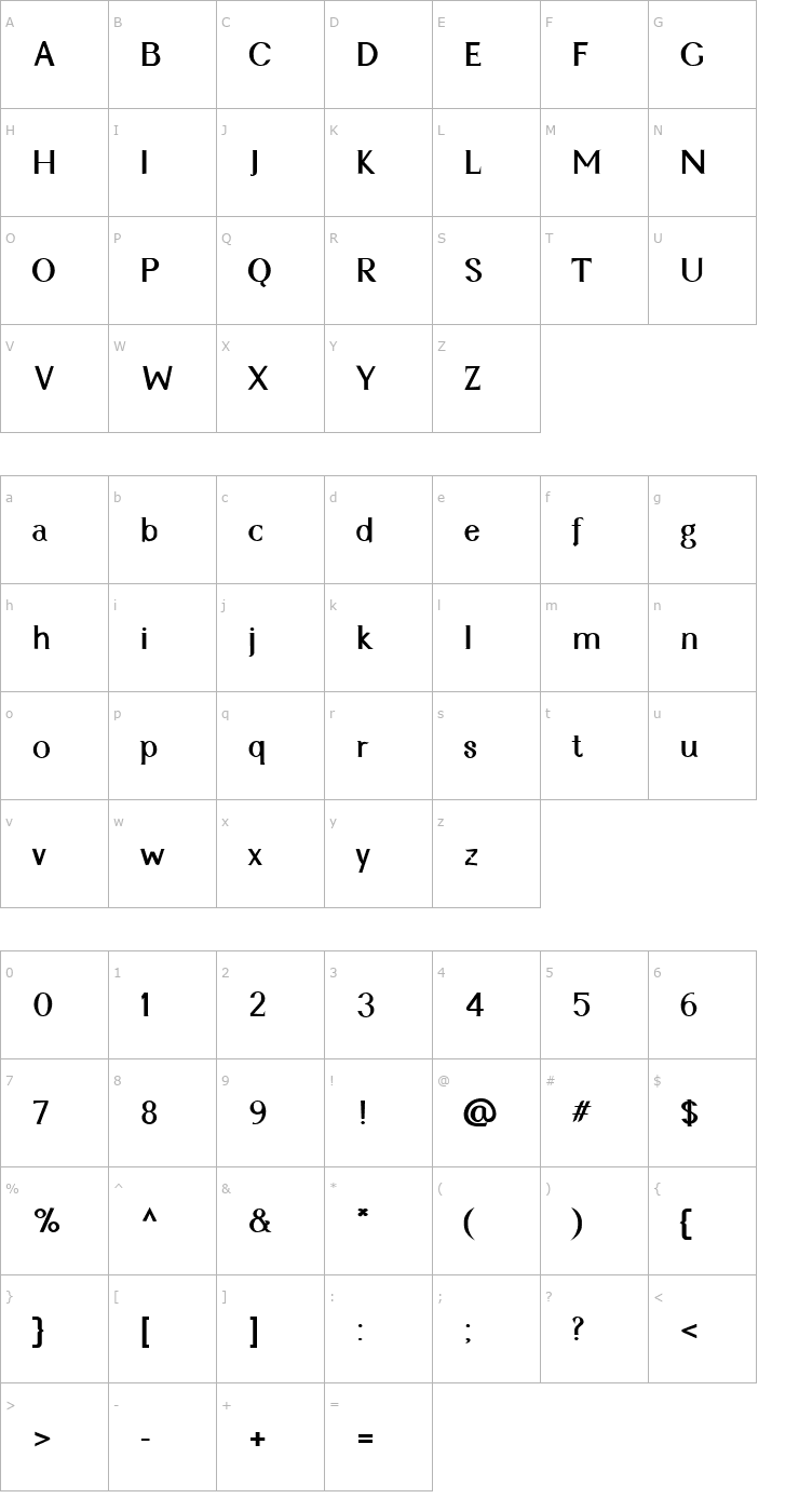 Character Map Cyn Regular Bold Font