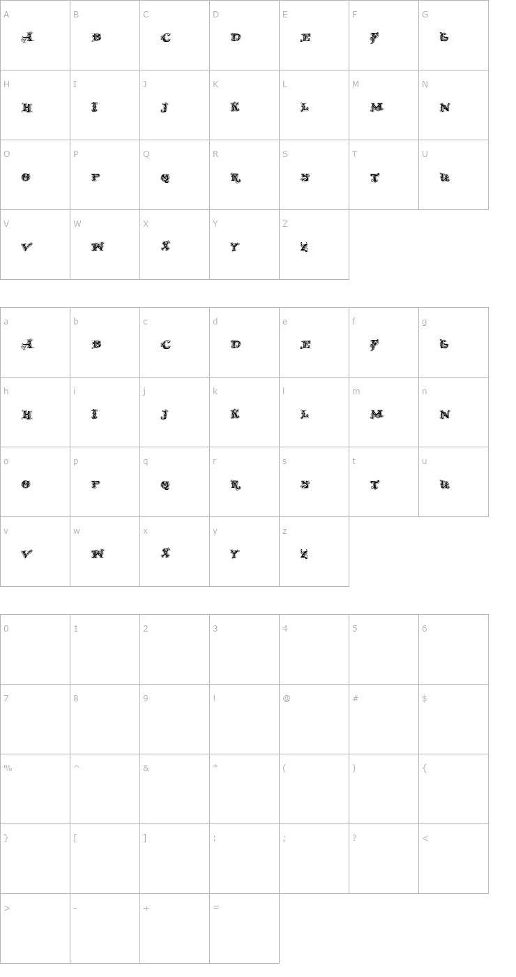 Character Map D_OLD MODERN 2 Font