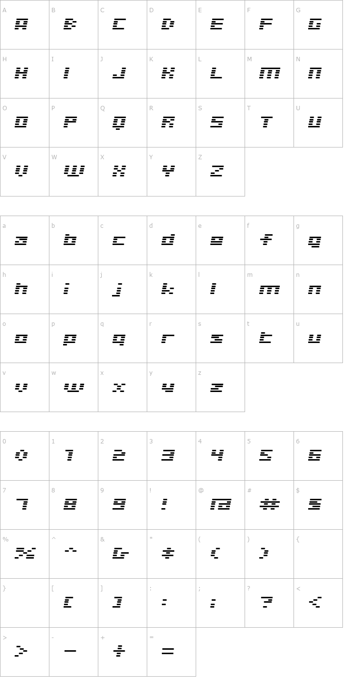 Character Map D3 Digitalism Italic Font