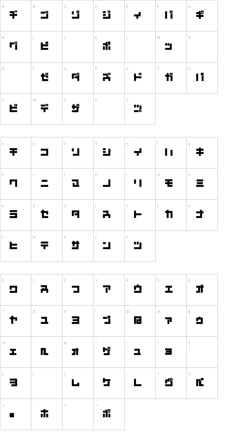 Character Map D3 Mouldism Katakana Font