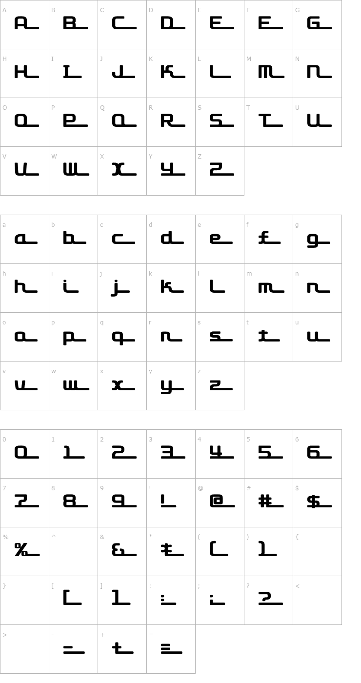Character Map D3 Roadsterism Long Font