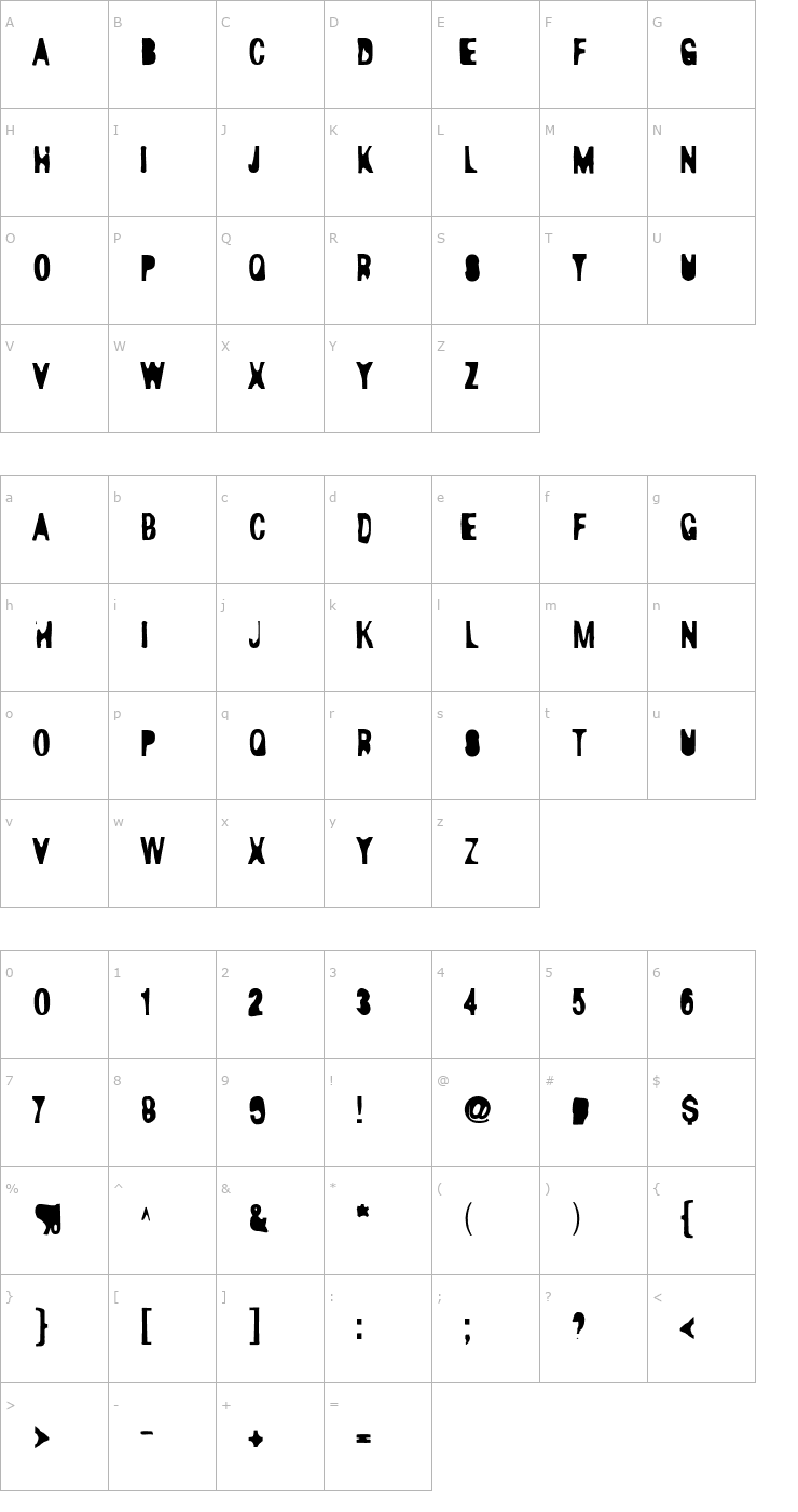 Character Map D44Caps-Only Font