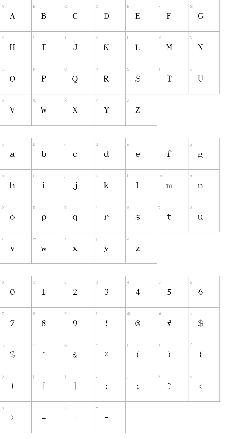 Character Map Dactylographe Font