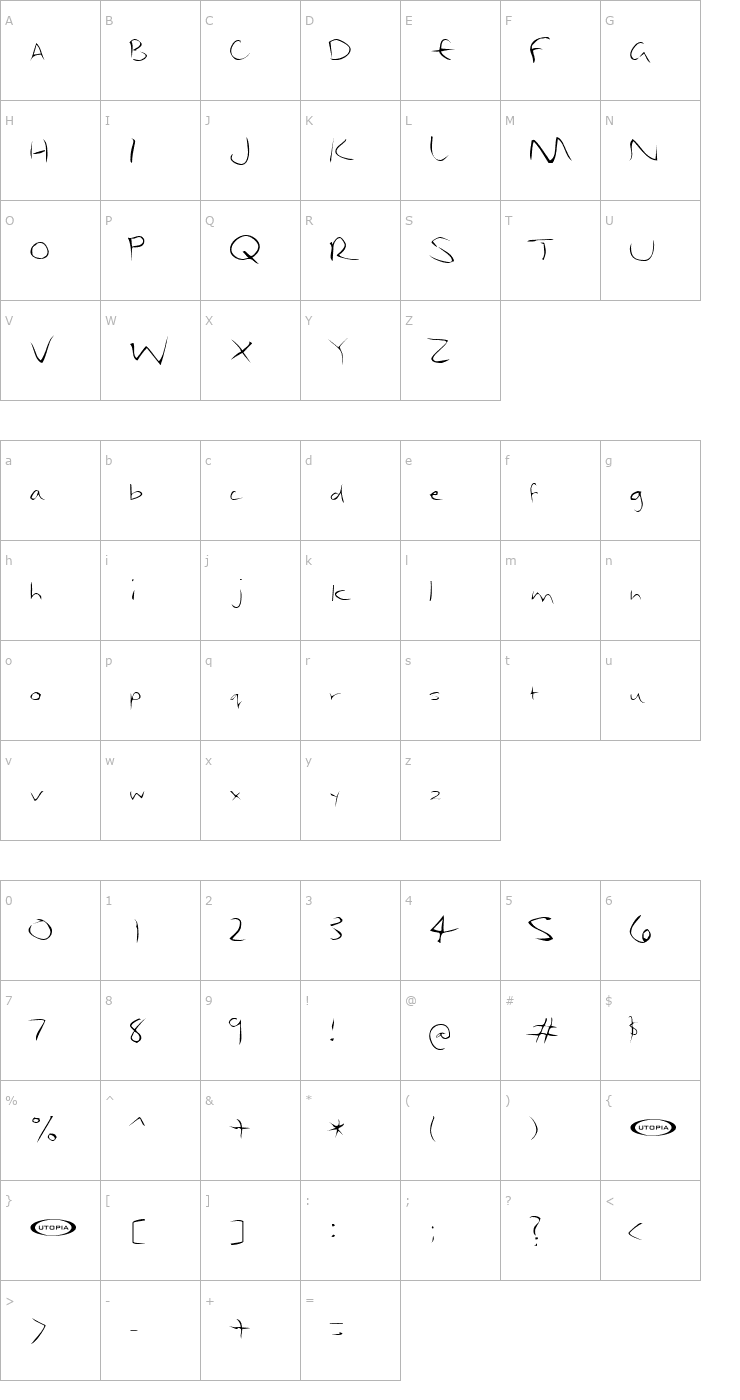 Character Map Dael Font