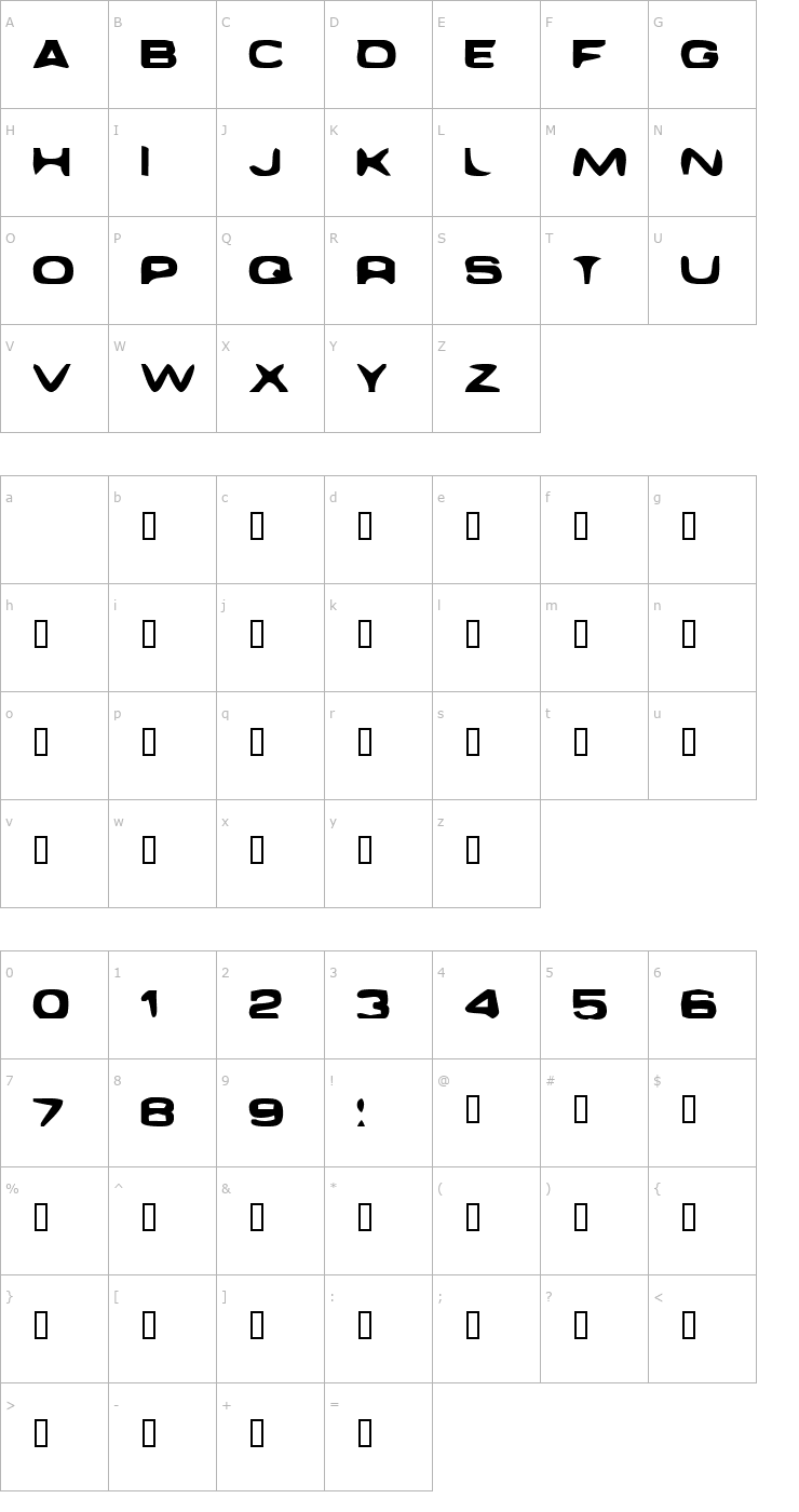 Character Map Daggmask Normal Font