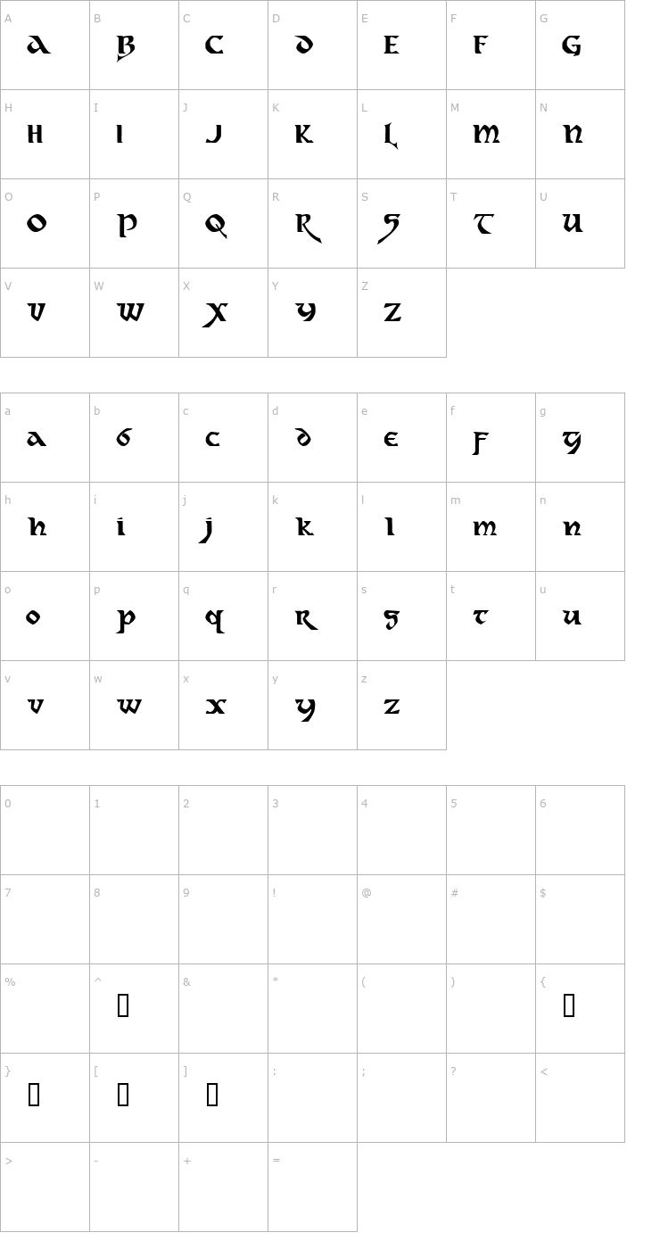 Character Map Dahaut Font