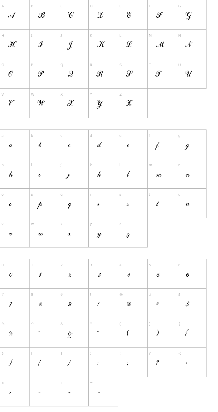Character Map DahlingScriptSSK Font