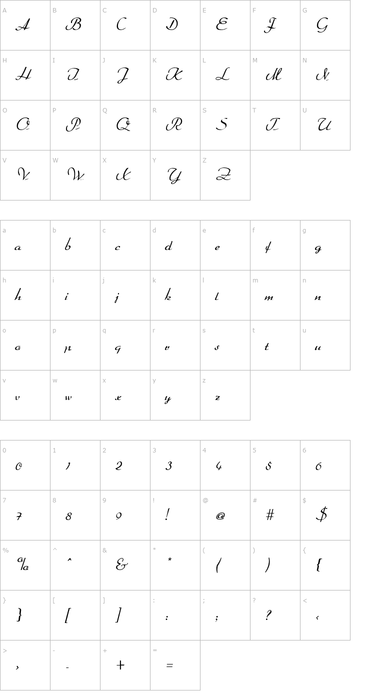 Character Map Dahrlin Regular Font