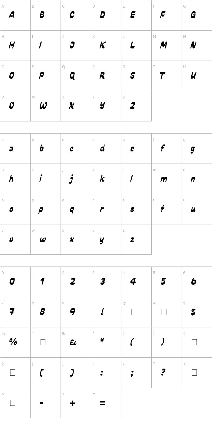 Character Map Dalcora Font
