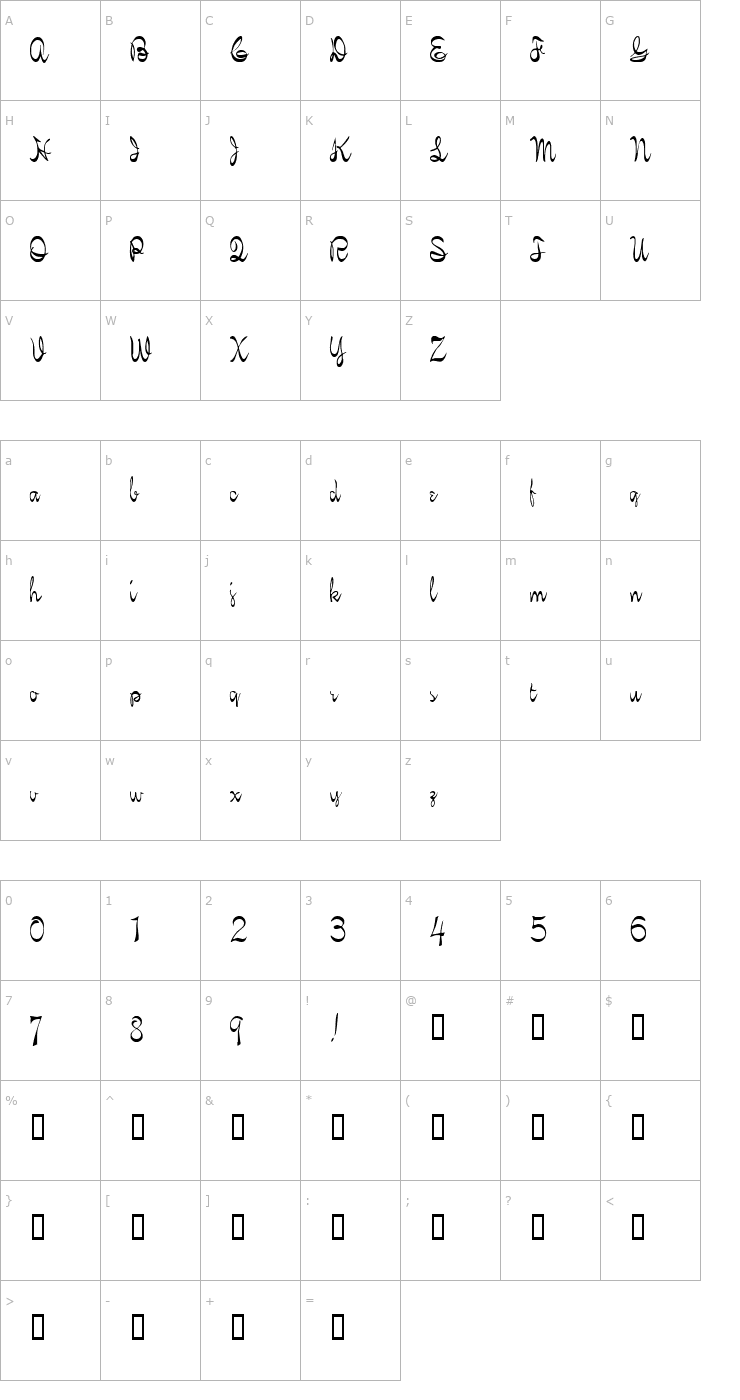 Character Map Dalia Normal Font