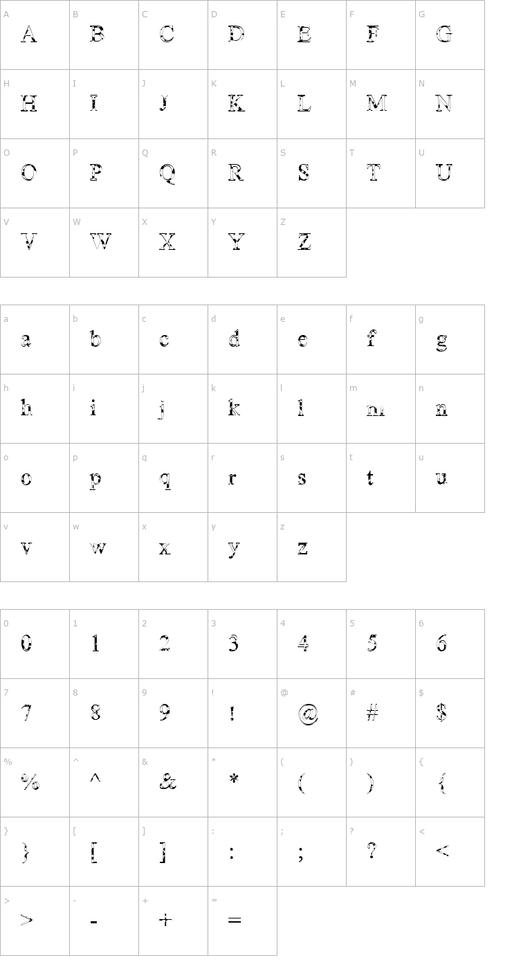 Character Map Dalmation By Zane Font