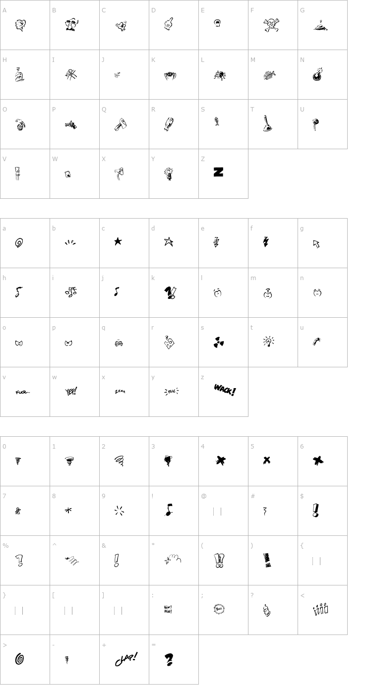 Character Map DammnedDingbats-Regular Font