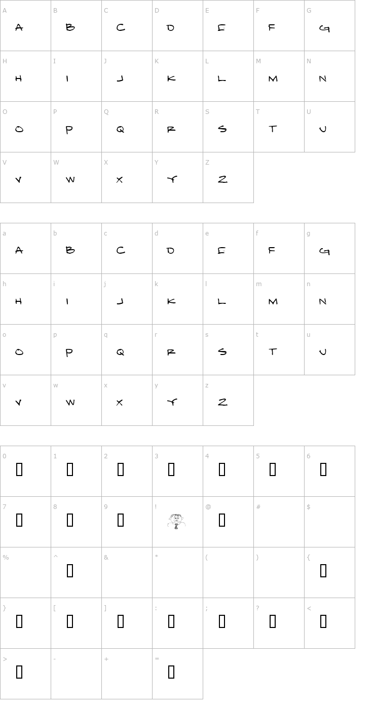 Character Map Damned Architect Font