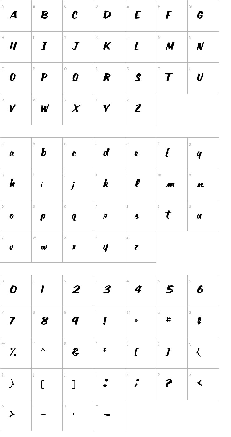 Character Map Dana Regular ttnorm Font