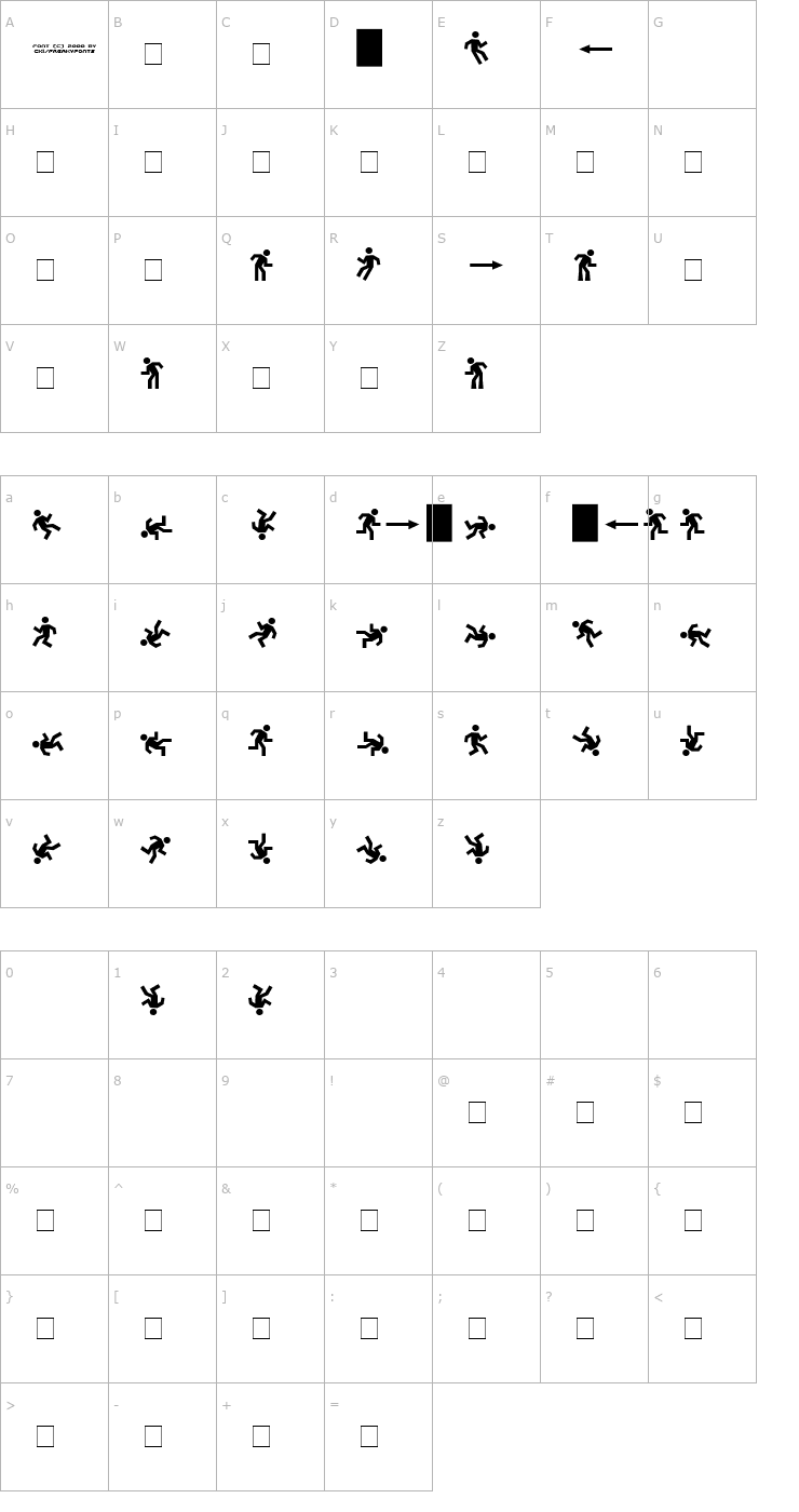 Character Map DanceFloor eXit Font