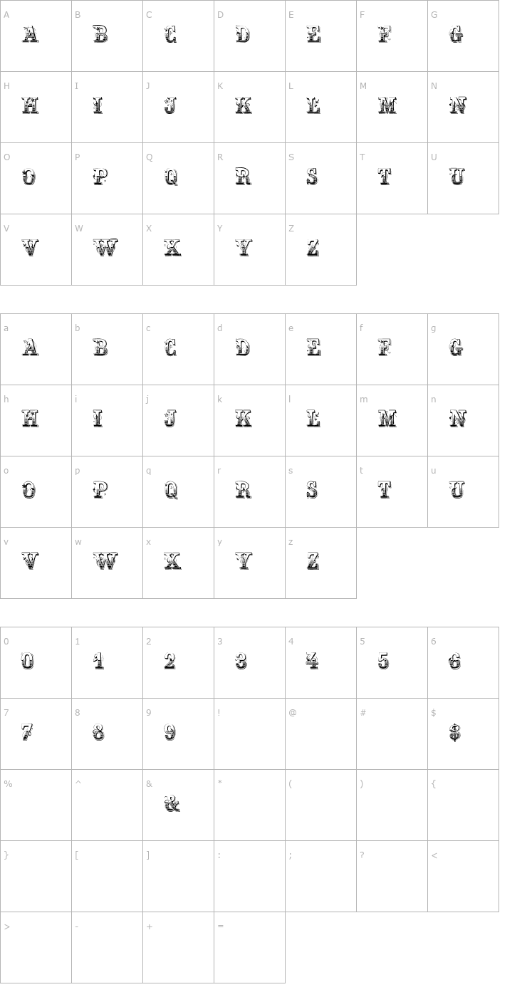 Character Map DanceHallCaps Font