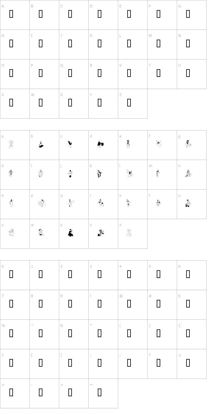 Character Map Dancer In The Dark Font