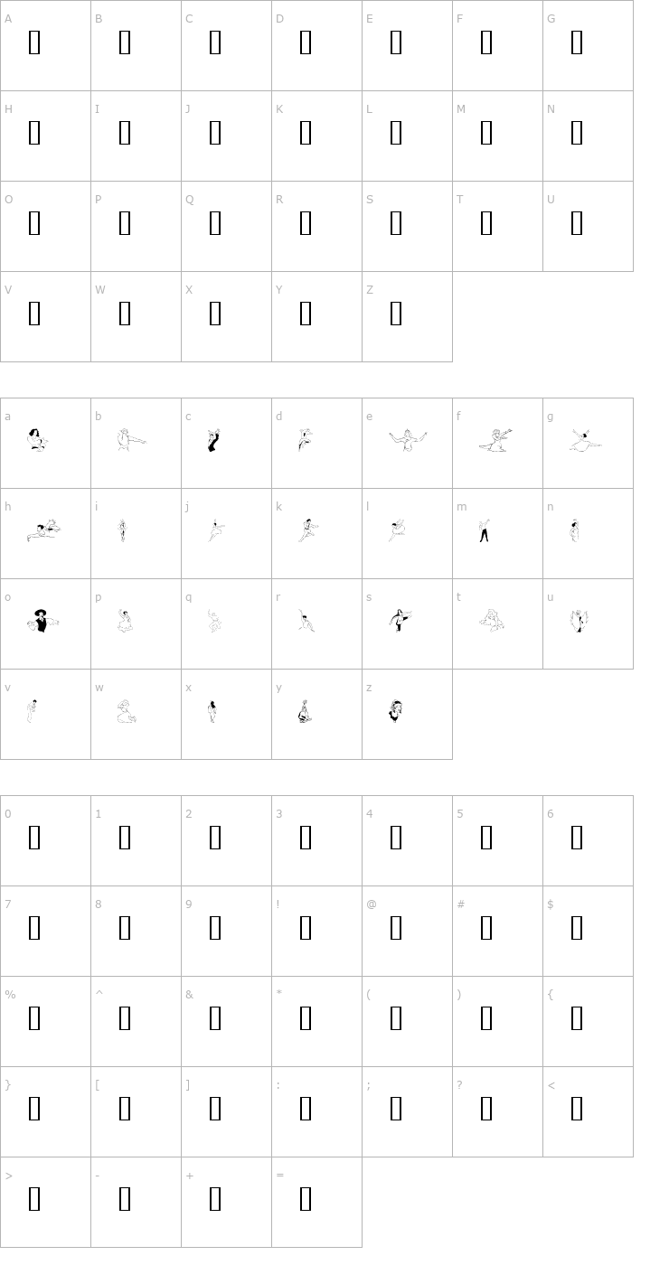 Character Map Dancer In The Dark II Font