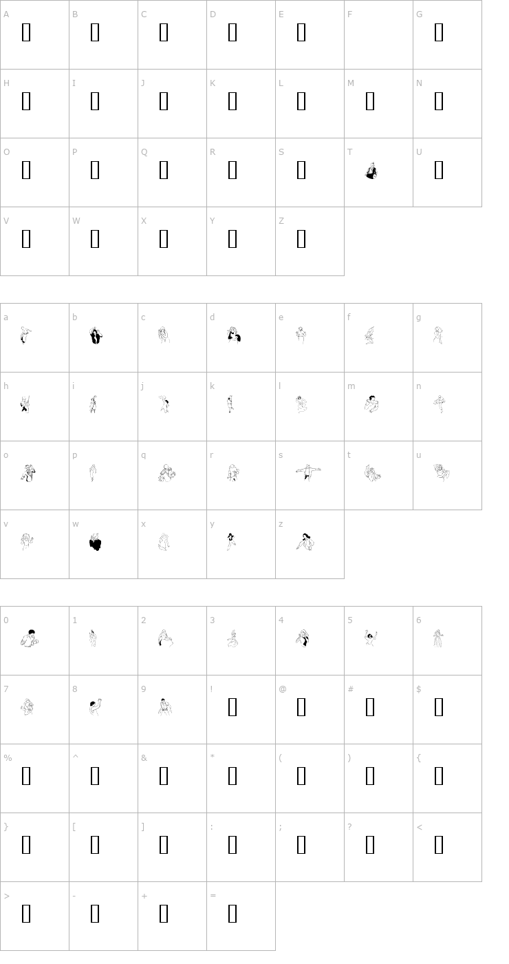 Character Map Dancer In The Dark III Font