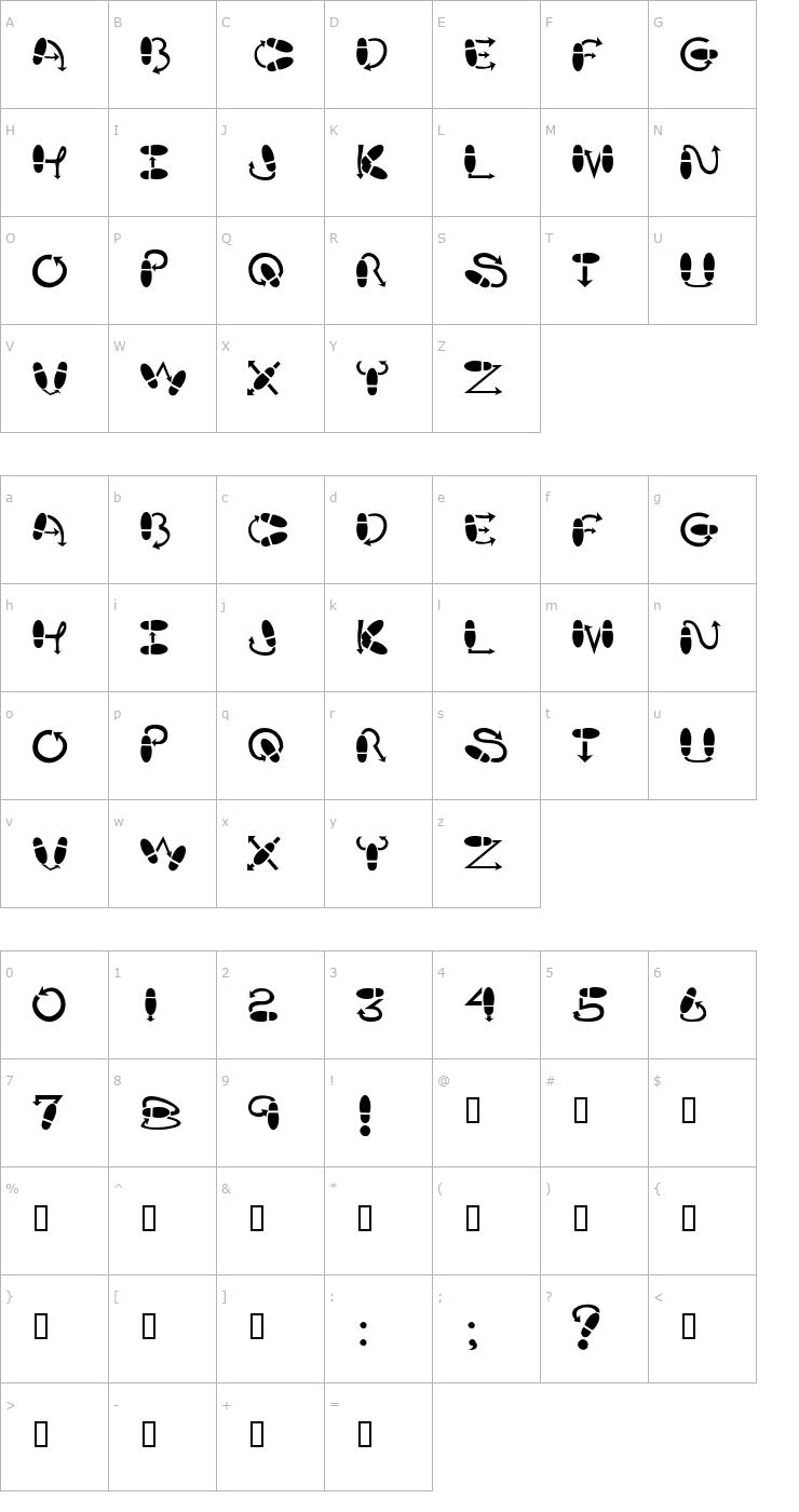 Character Map DanceStep Font