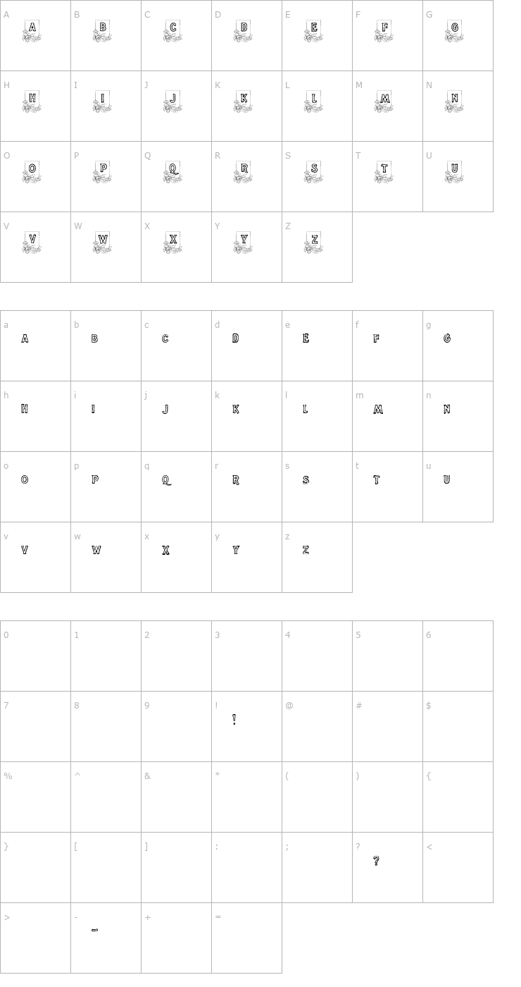 Character Map Dandelion Font