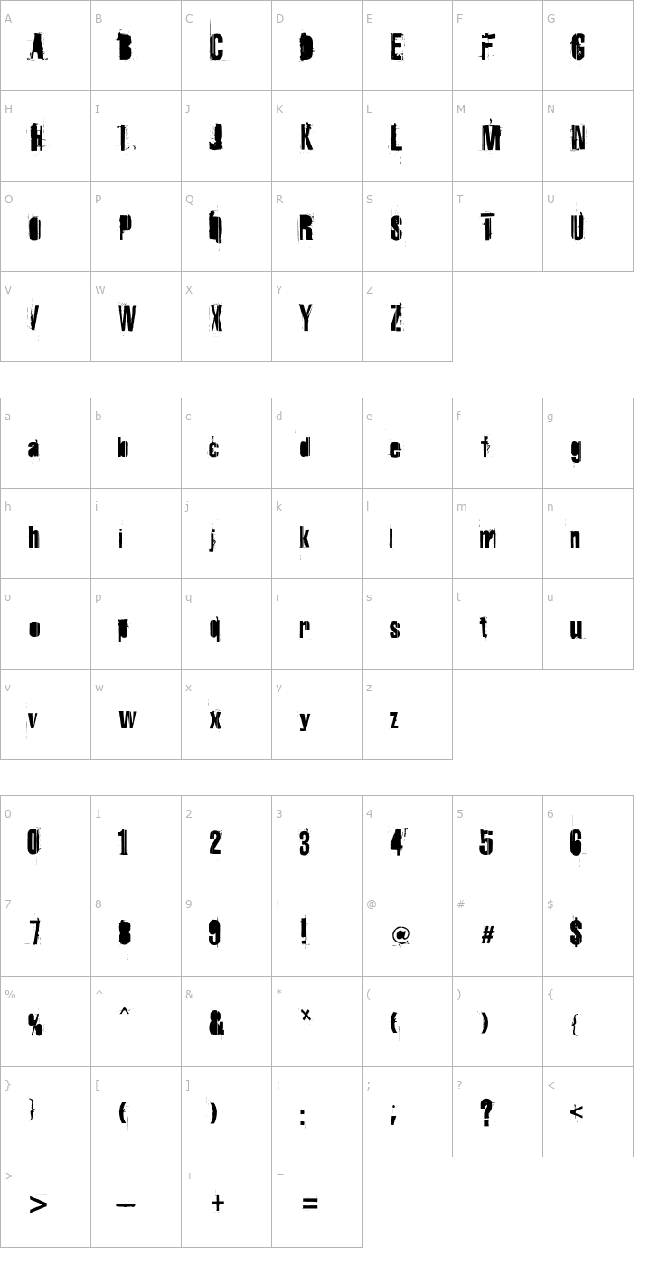 Character Map Dang Font