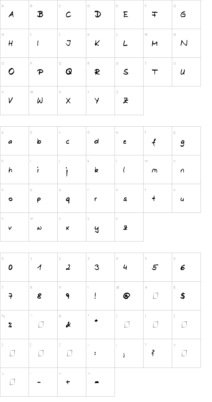 Character Map Dani Font