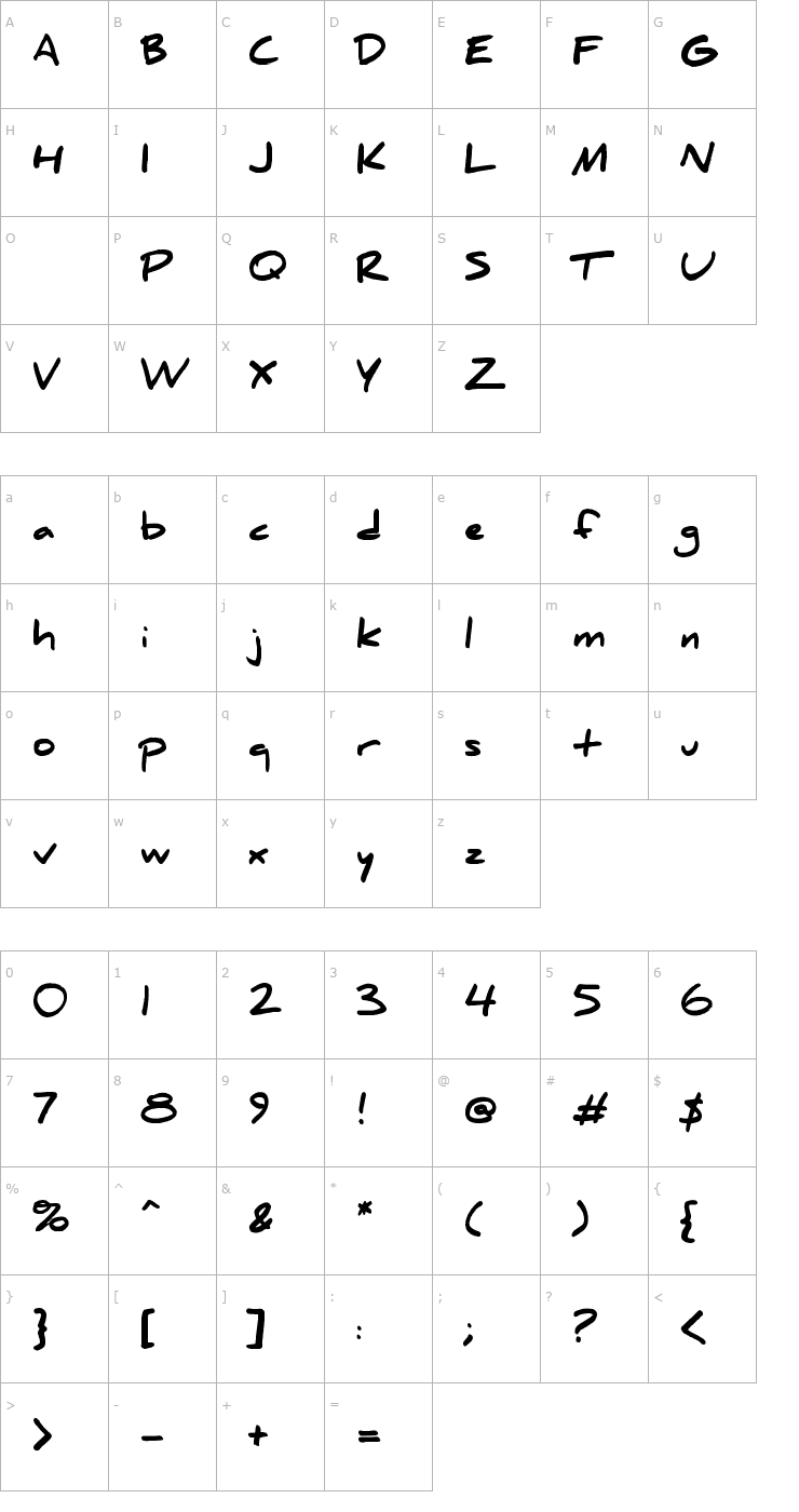 Character Map Daniel Black Font