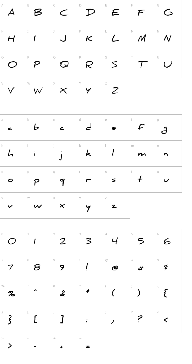 Character Map Daniel Bold Font