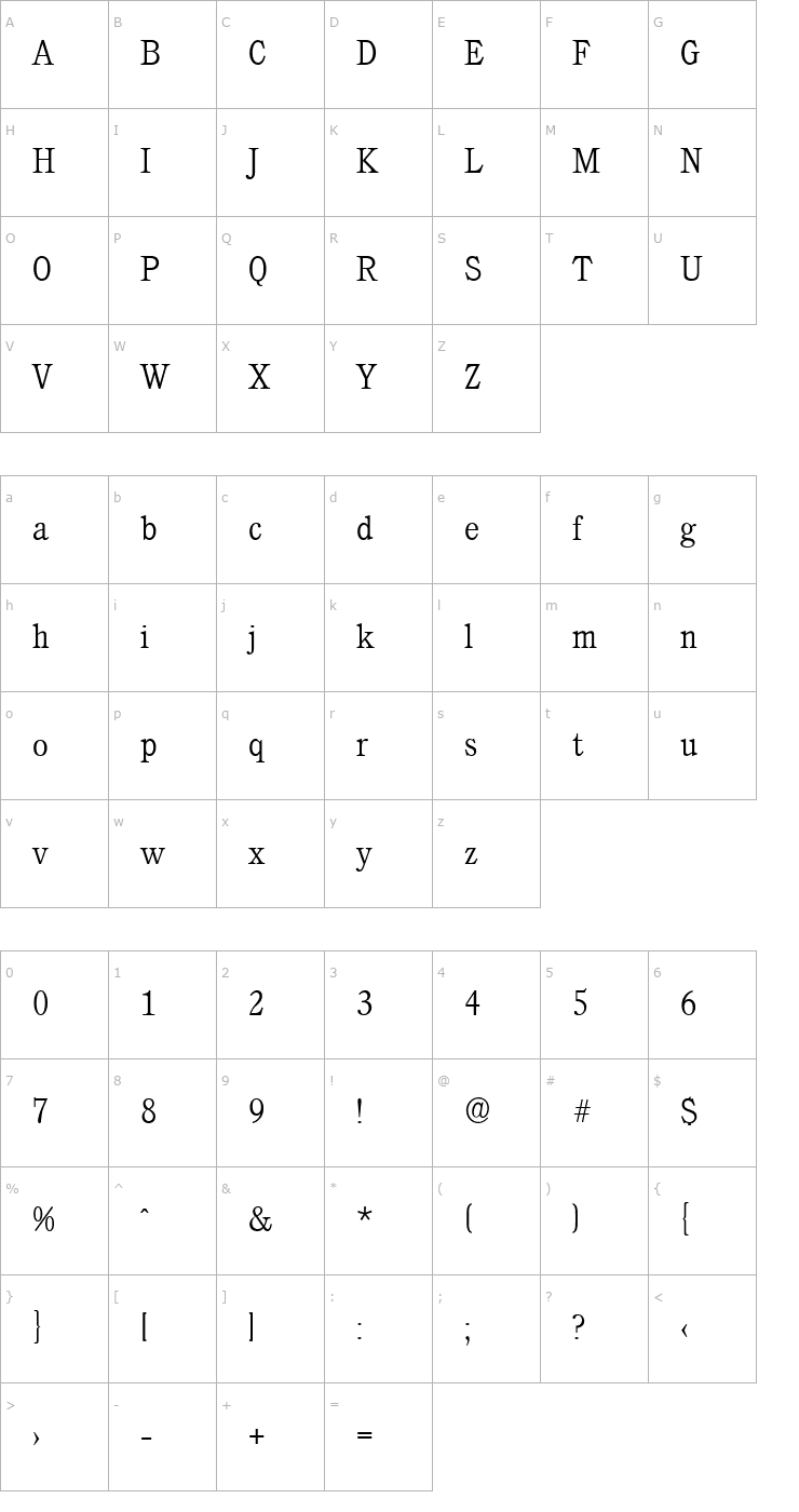 Character Map DanielBecker-ExtraLight Font