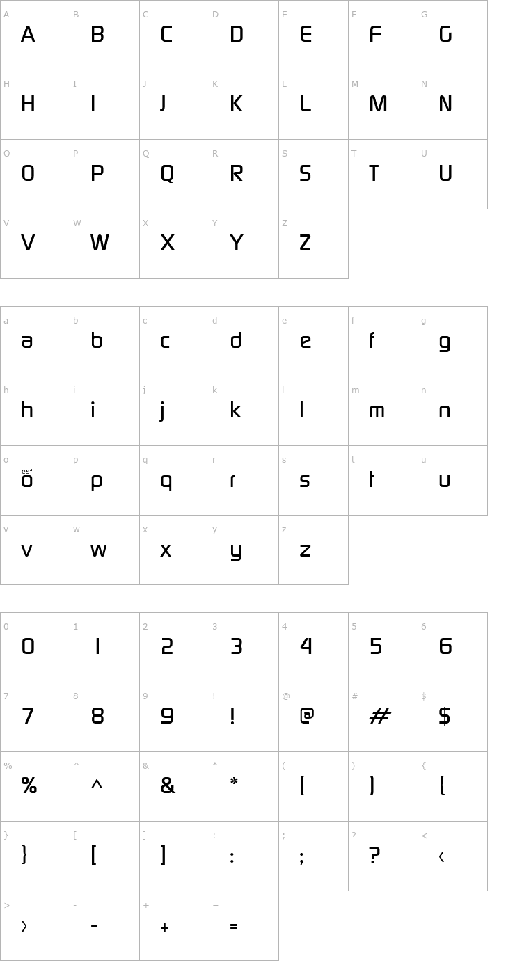 Character Map Danley Font