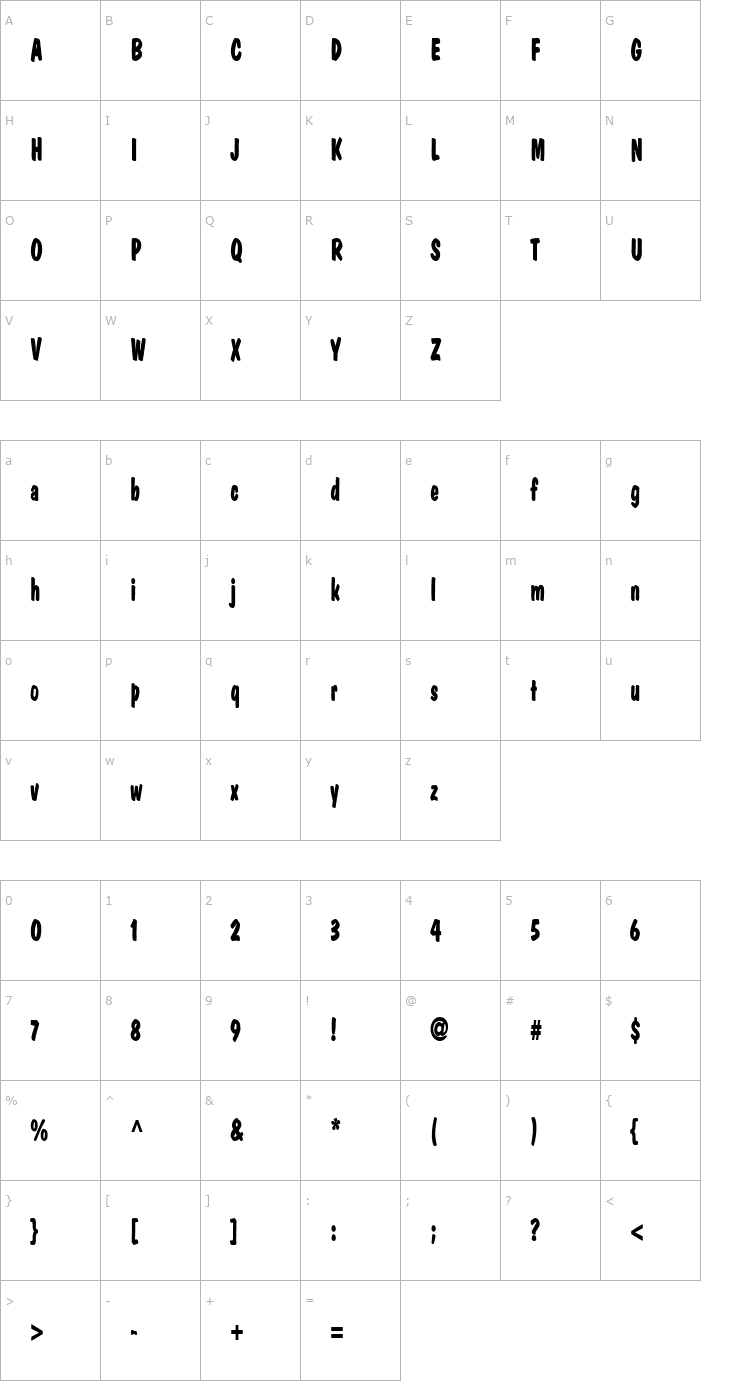 Character Map Danto Thin Bold Font