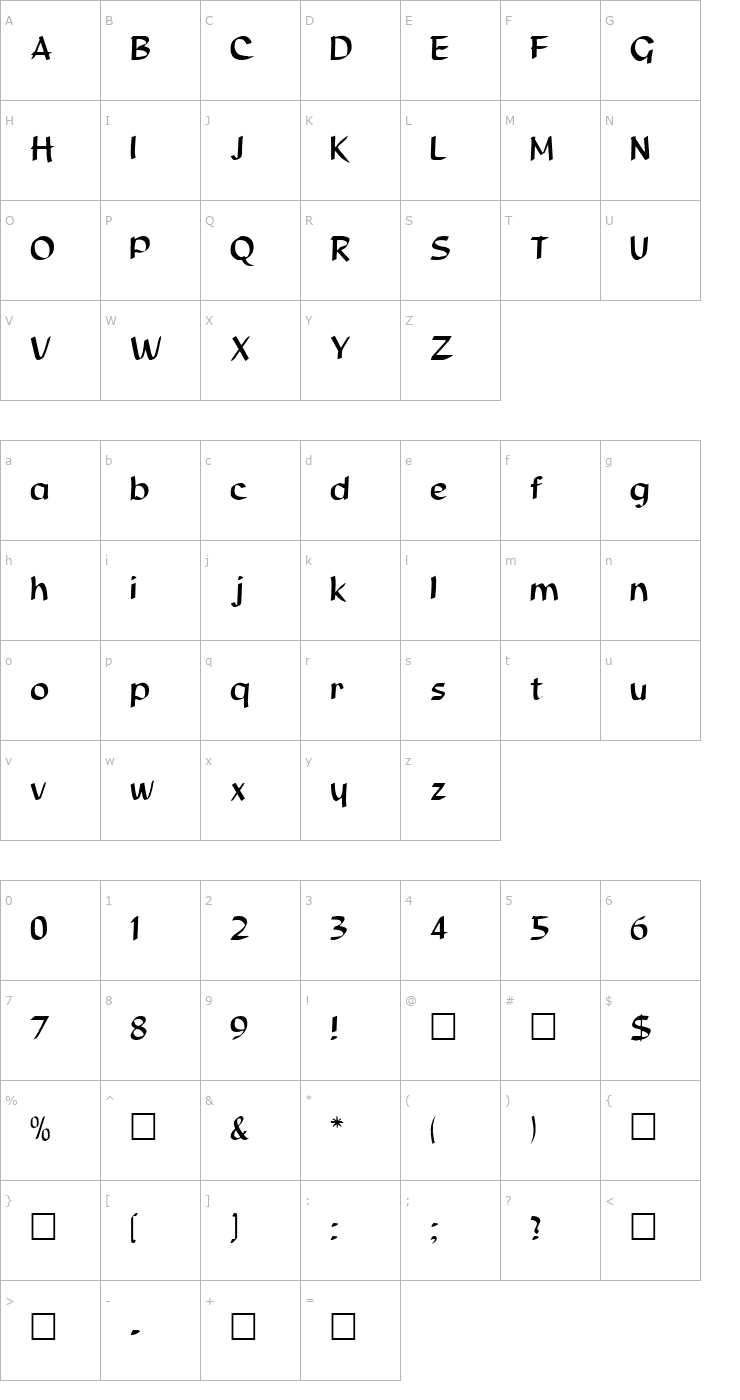 Character Map Danton Font