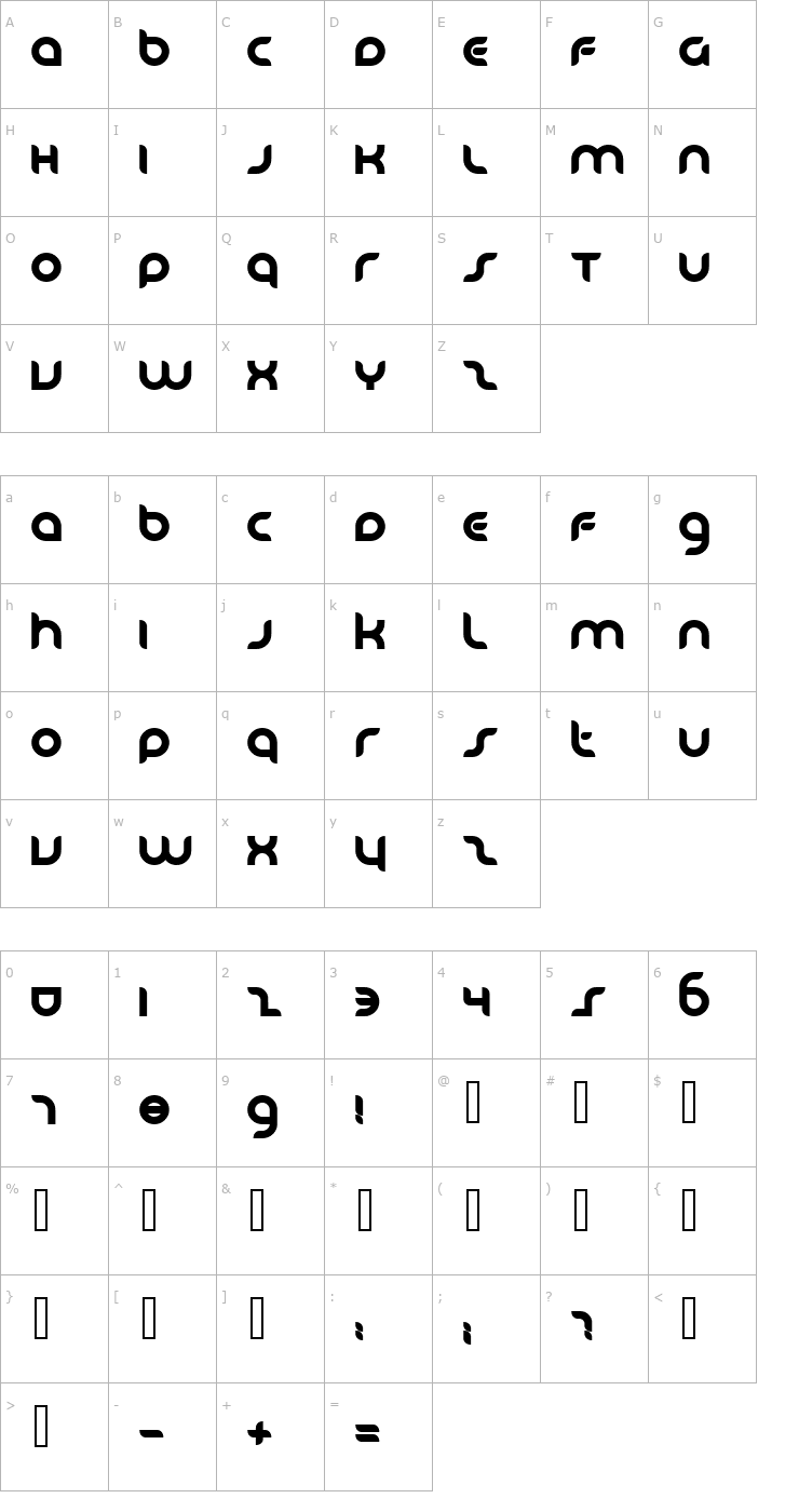Character Map Danube Bold Font