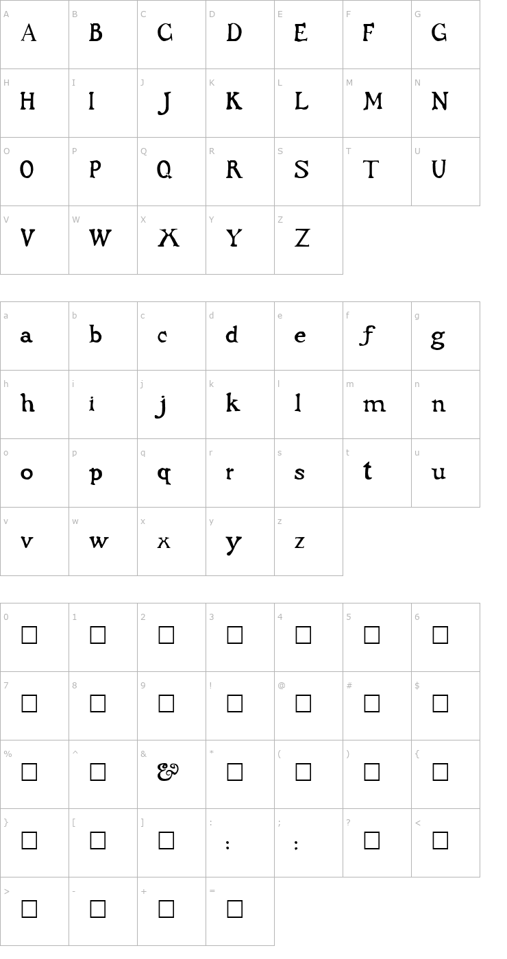 Character Map Dark Ages Font