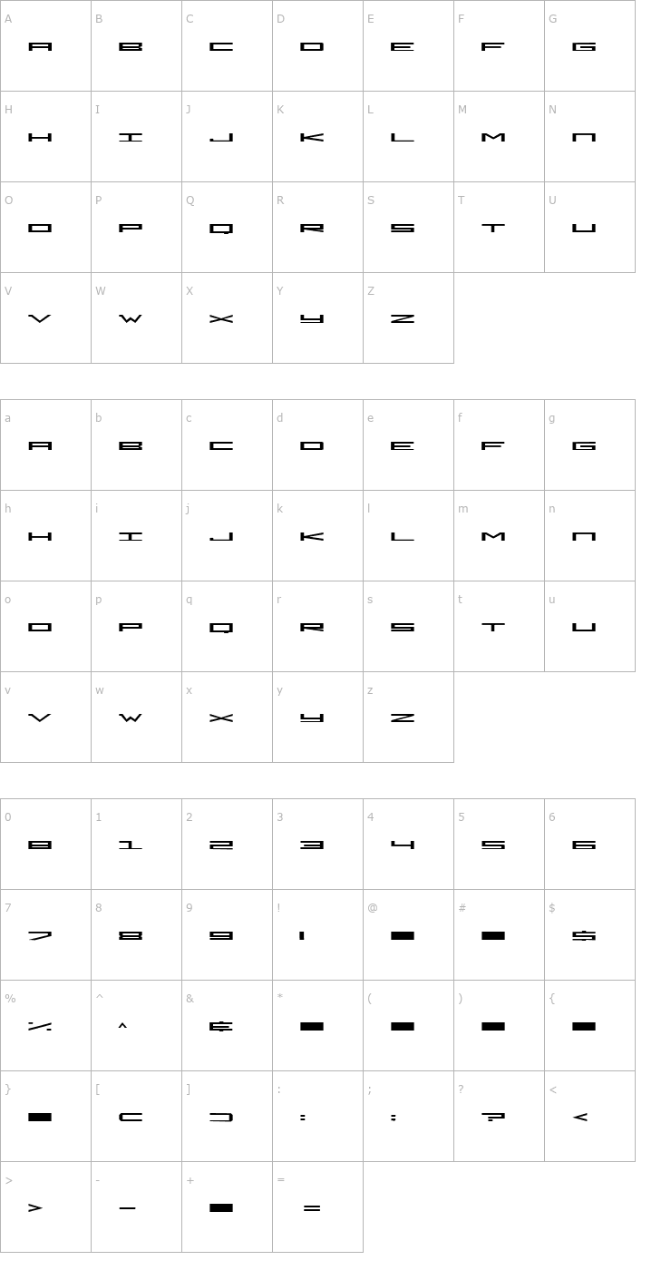 Character Map Dark Empire Font