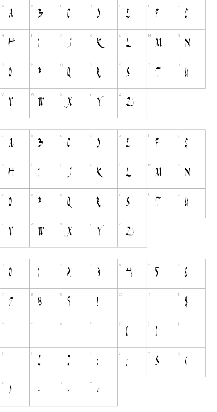 Character Map Dark Horse Condensed Font