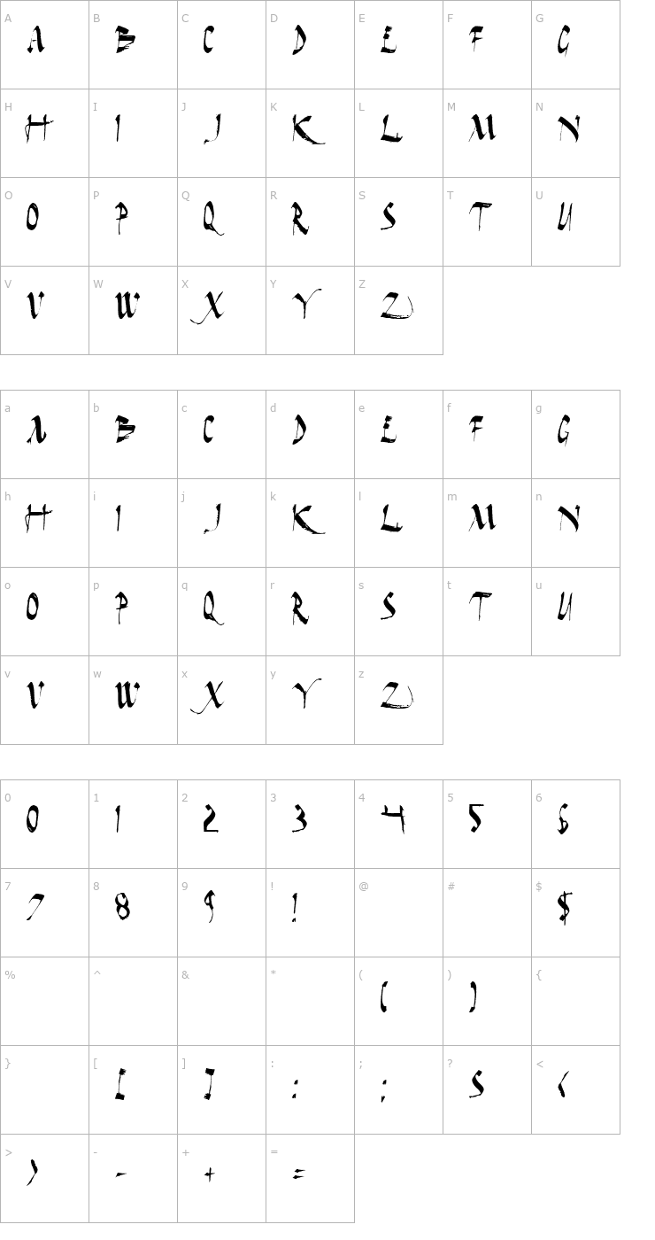 Character Map Dark Horse Font