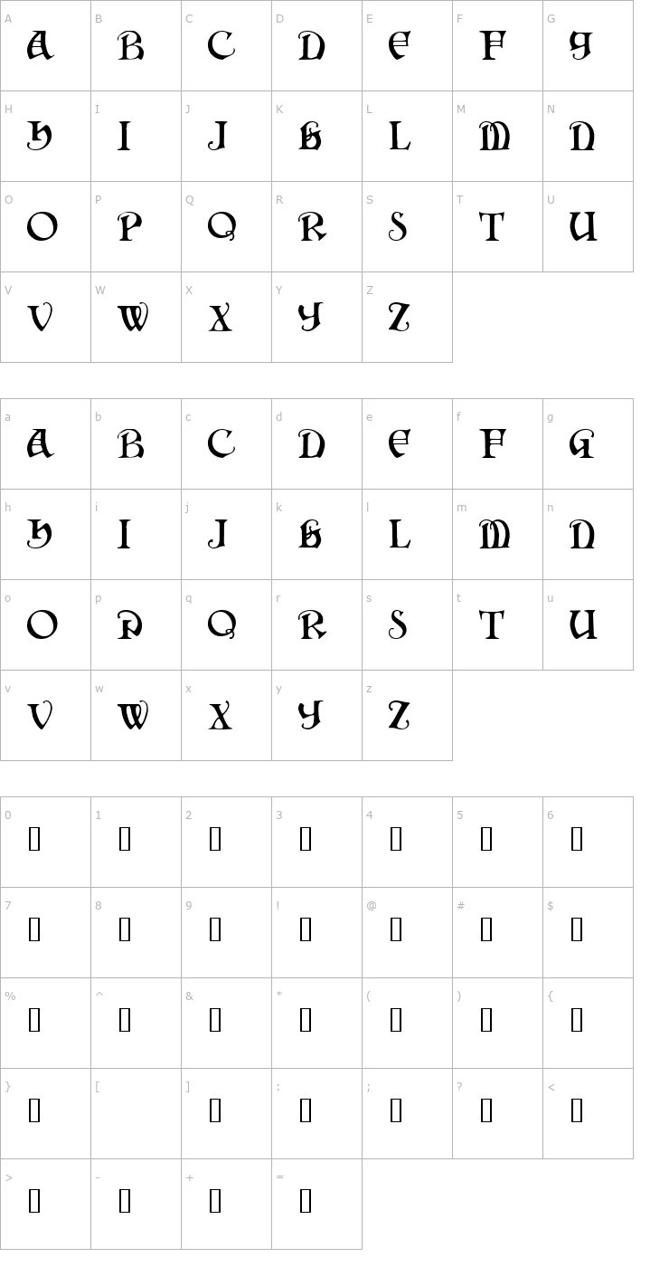 Character Map Darkenstone Font