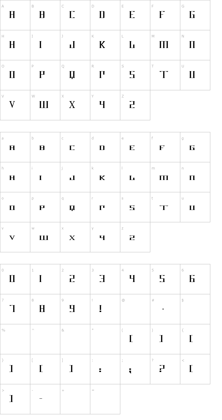 Character Map DarkWind Font