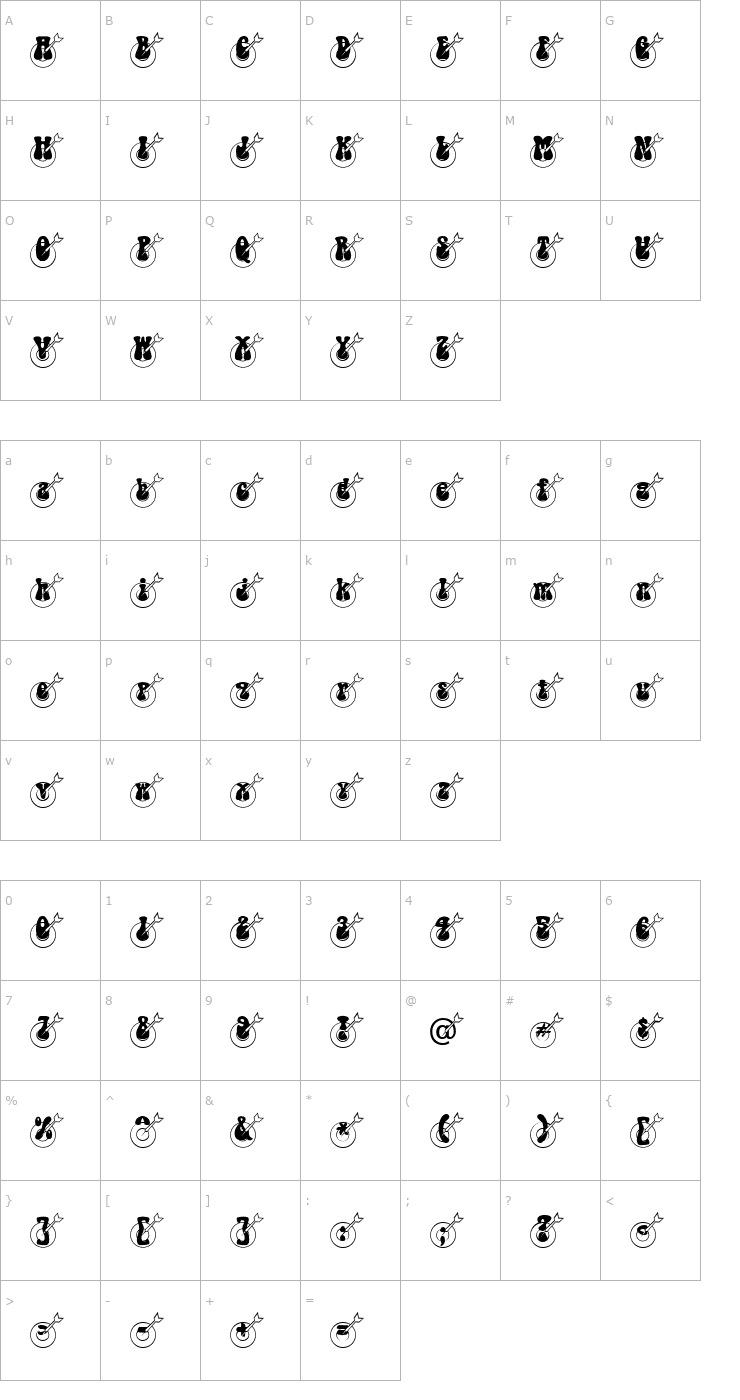 Character Map Dart Becker Font