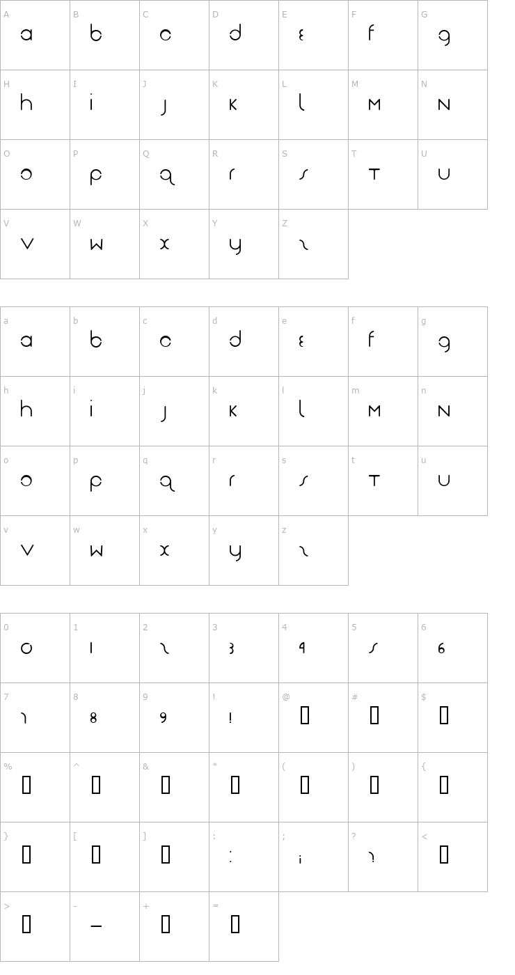 Character Map Das Reicht Gut Regular Font